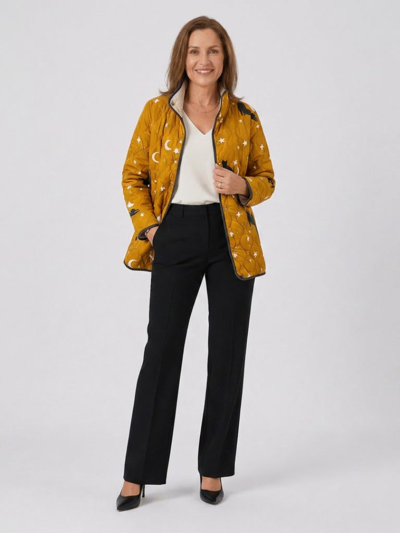Women's Quilted Printed Jacket – Plain Warm Design