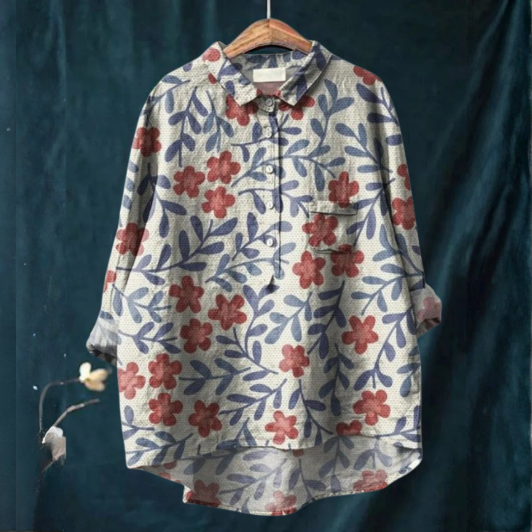 Women's Elegant Flowing Shirt – Print 27