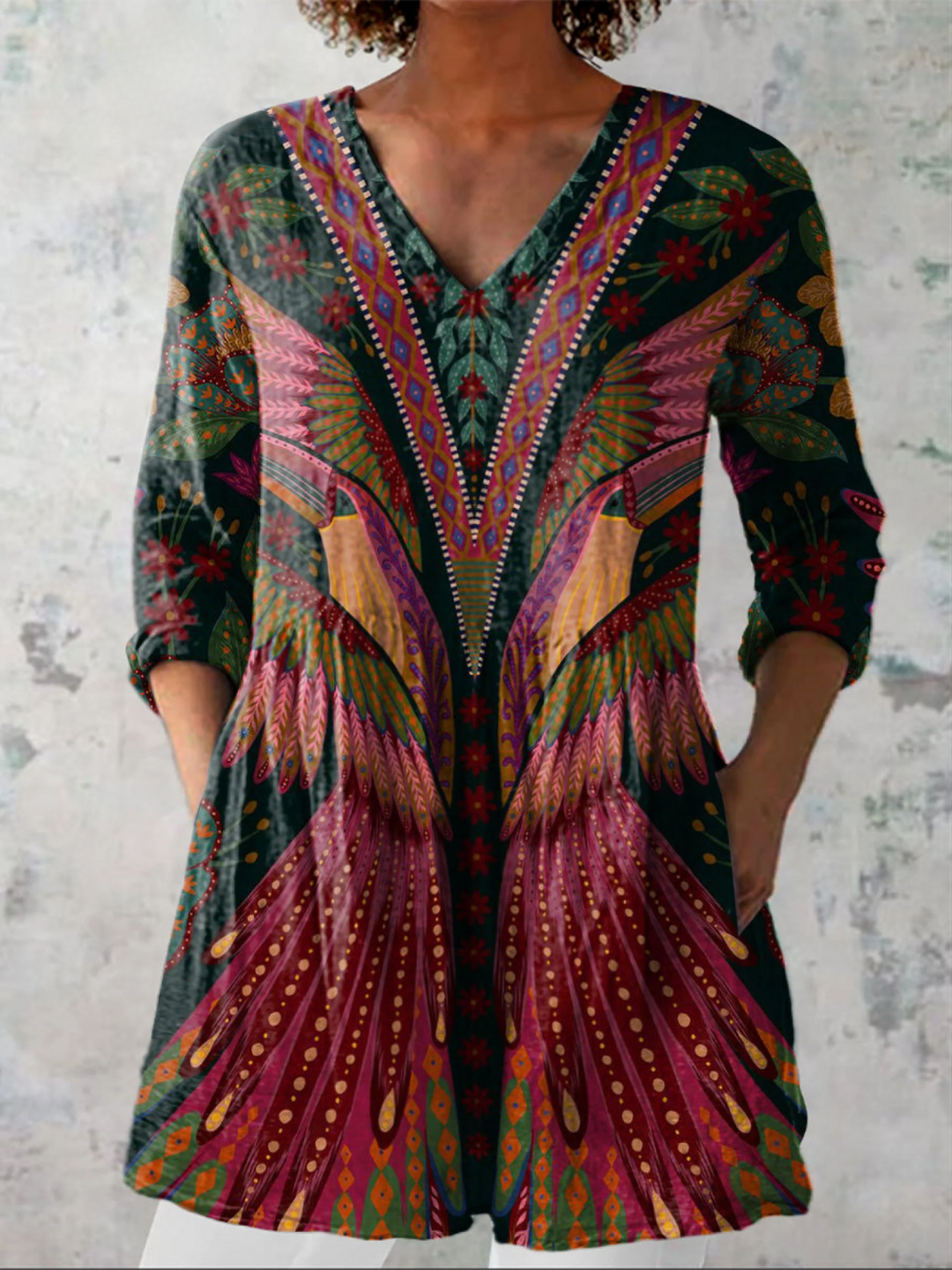 Women's Flowing Lightweight Blouse – Elegant Printed Design