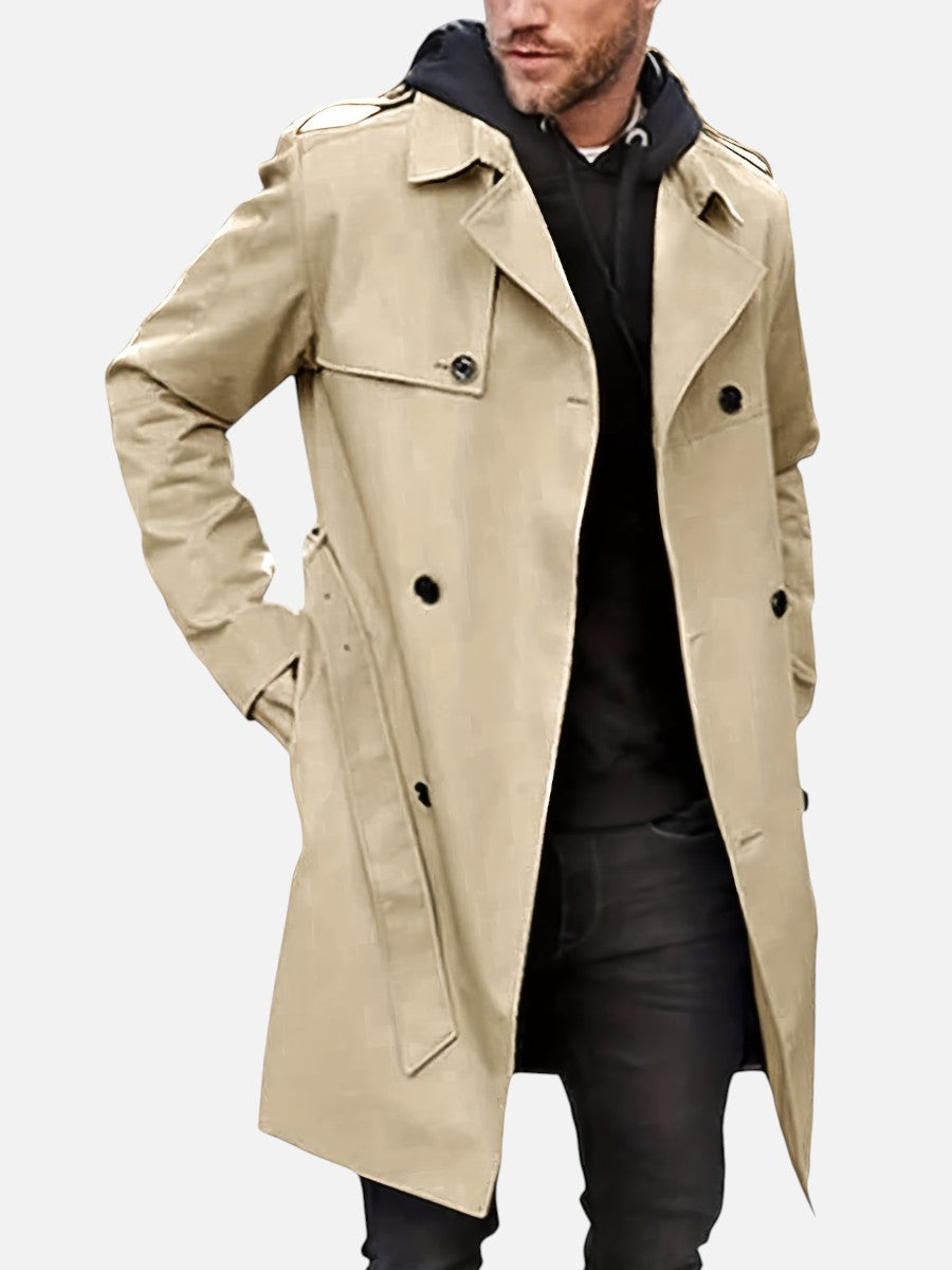 Men’s Tailored Trench Coat – Classic Double-Breasted Style