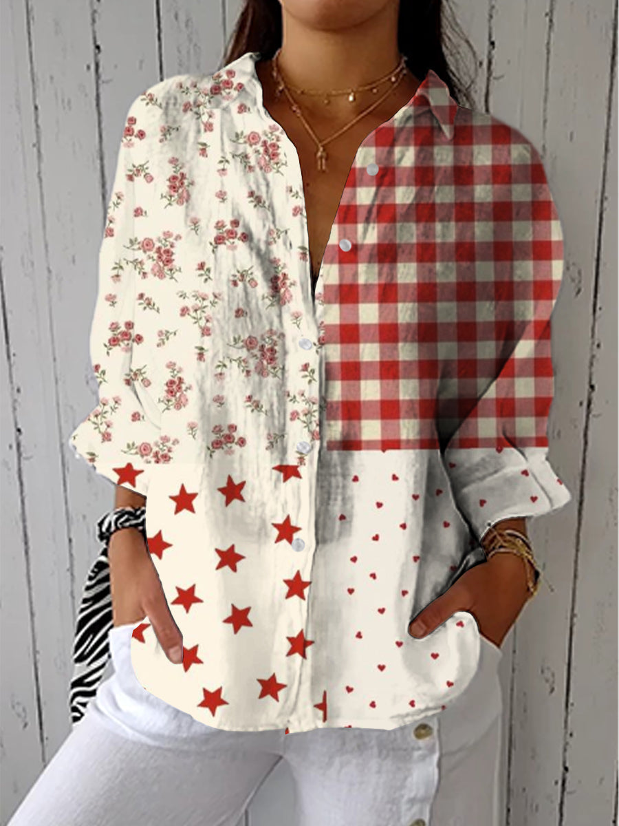 Women's Elegant Spring Blouse – Denim Flowing Design