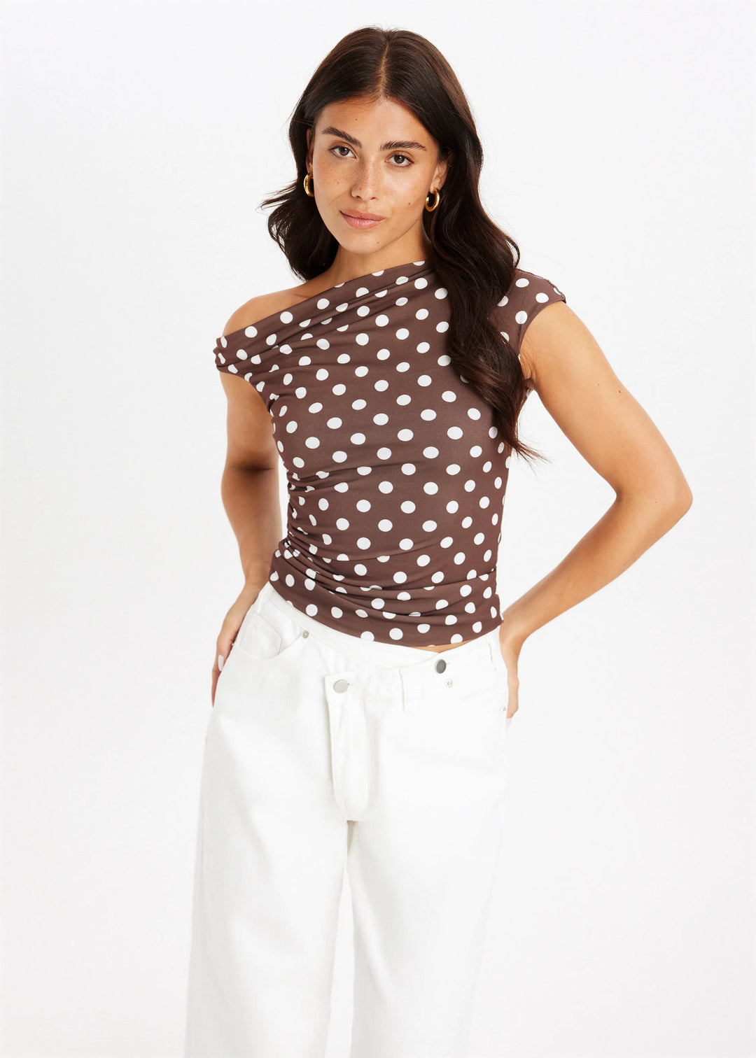 Women's Asymmetric Printed Top – Relaxed Elegant Design