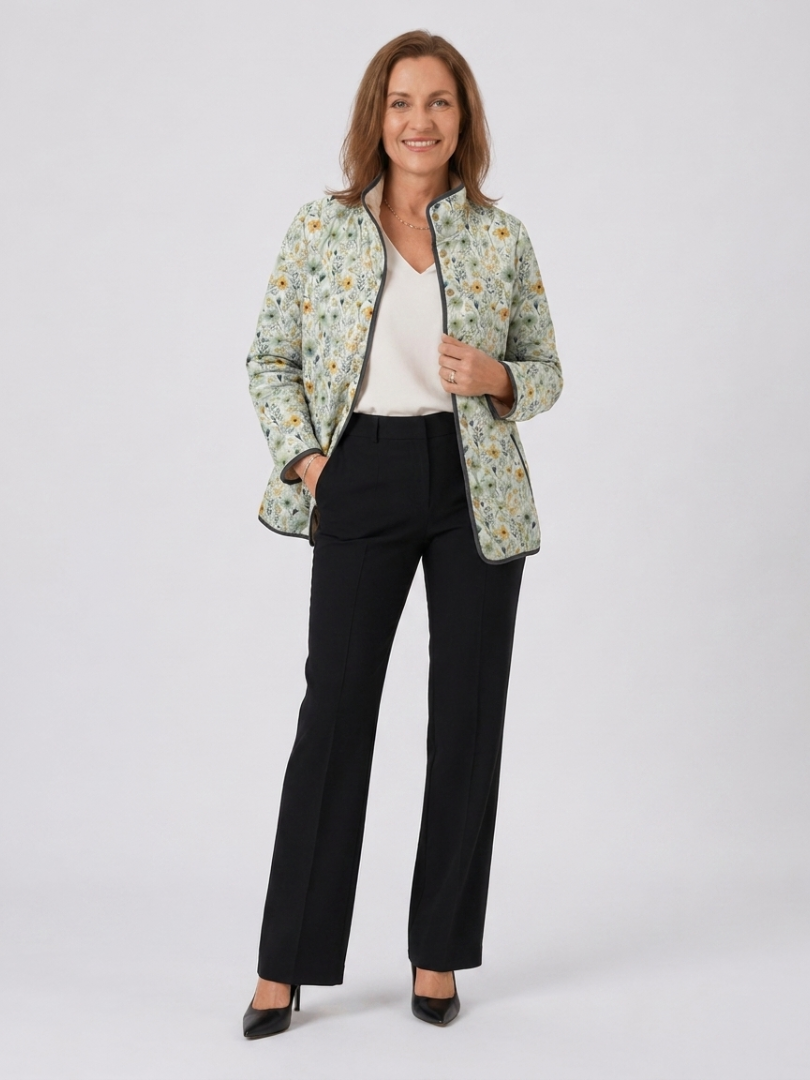 Women's Quilted Floral Jacket – Denim Lightweight Design