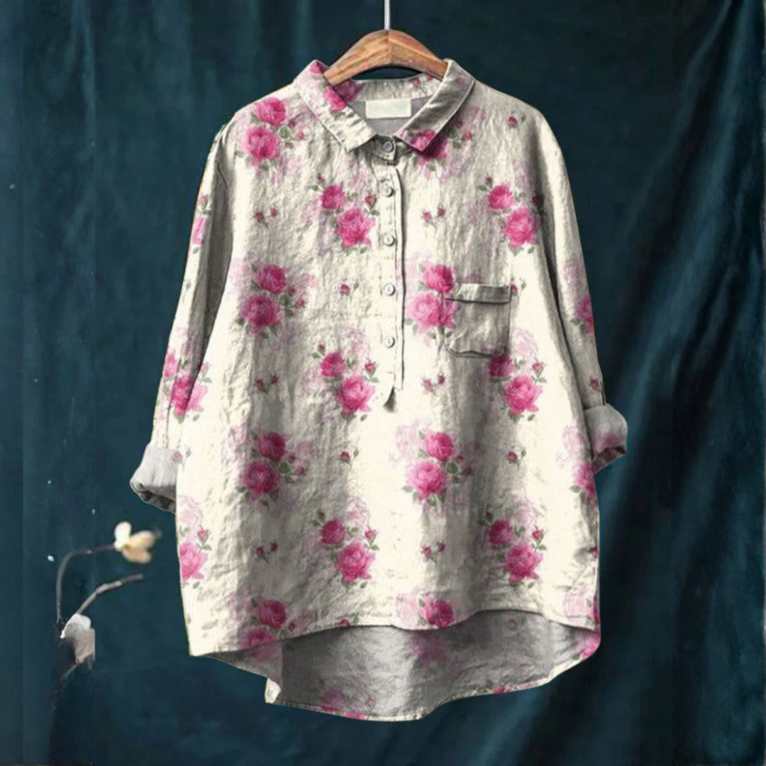Women's Elegant Flowing Shirt – Print 26