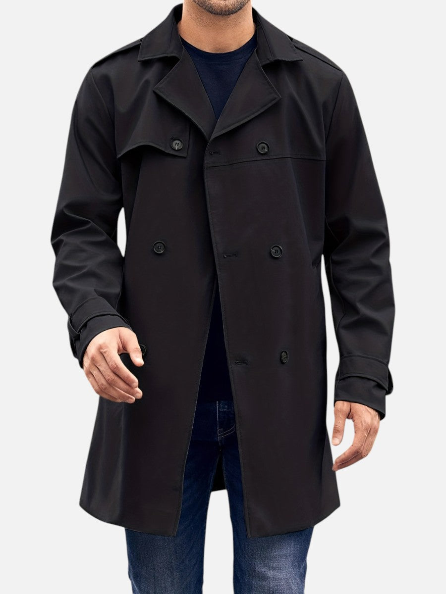Men’s Tailored Trench Coat – Classic Double-Breasted Style