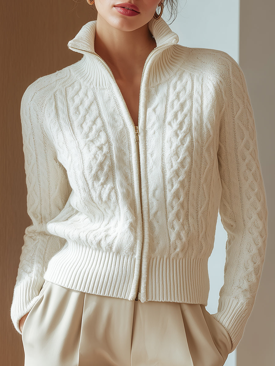Women's High Neck Knitted Jumper – Printed Warm Design