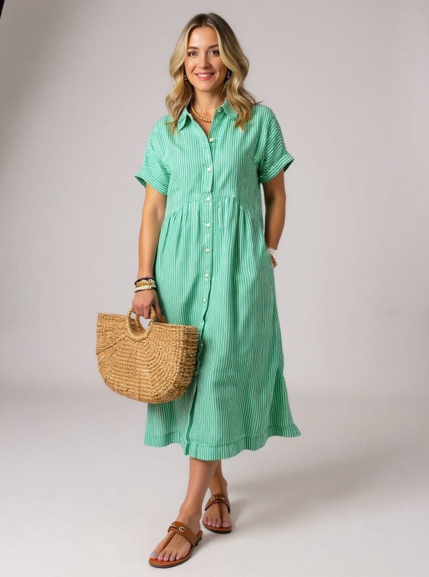 Women's Striped Elegant Dress – Comfortable Lightweight Style