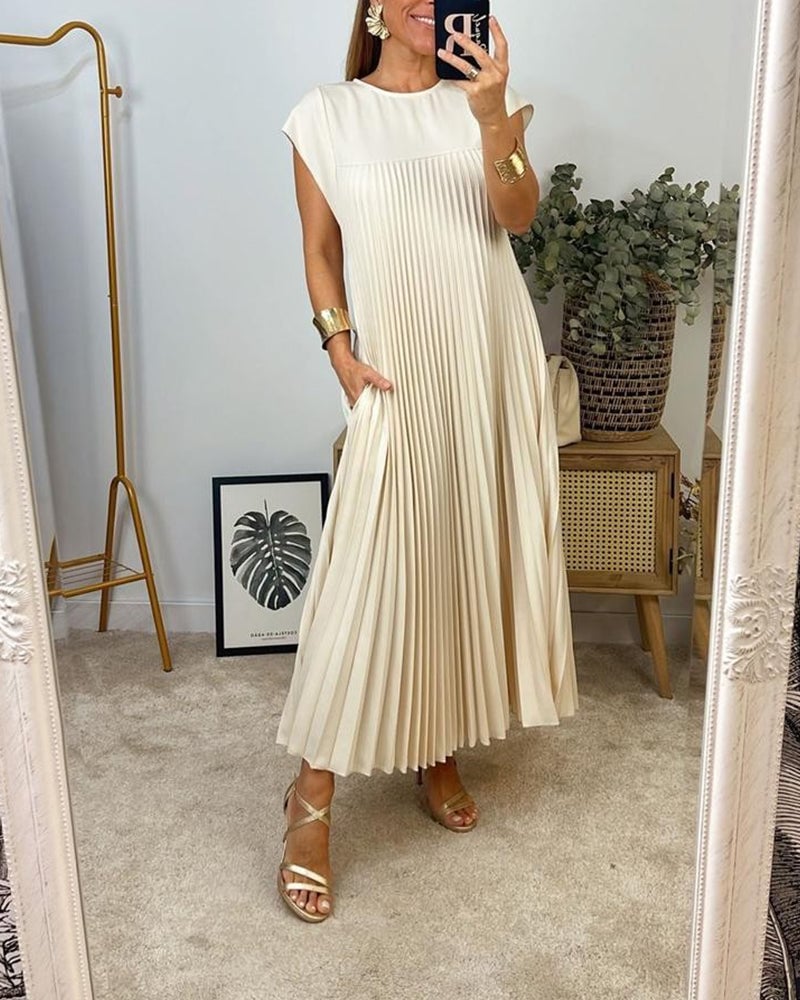 Women's Pleated Spring Dress – Timeless Flowing Style
