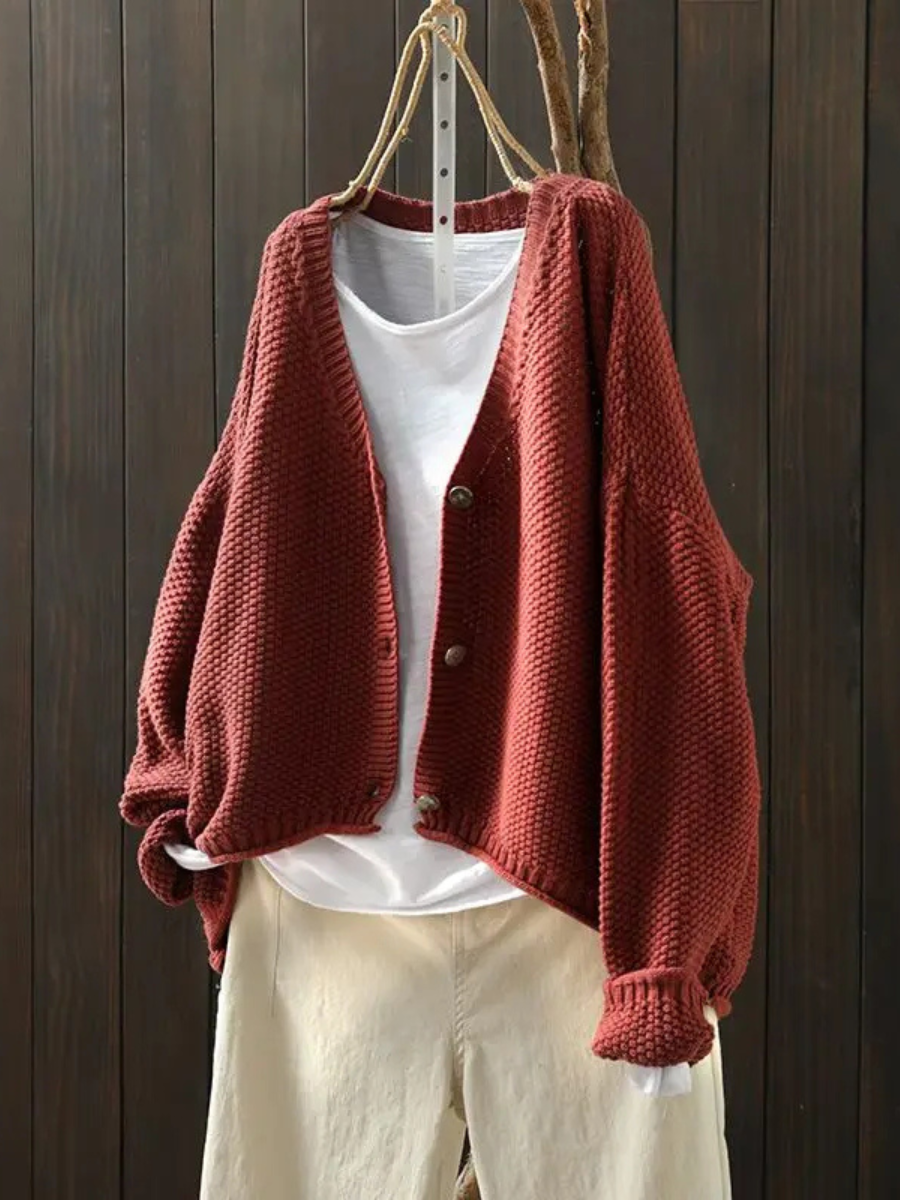 Women's Knitted Winter Cardigan – Denim Relaxed Design