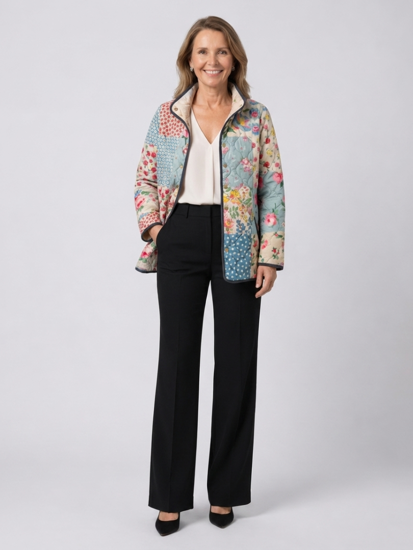 Women's Quilted Printed Jacket – Summer Floral Design