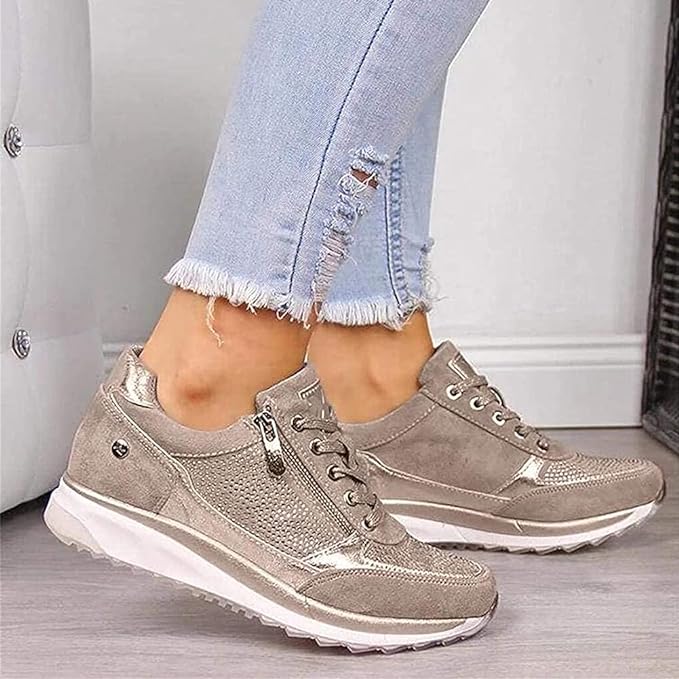 Women's Lace-Up Summer Trainers – Supportive Heeled Finish