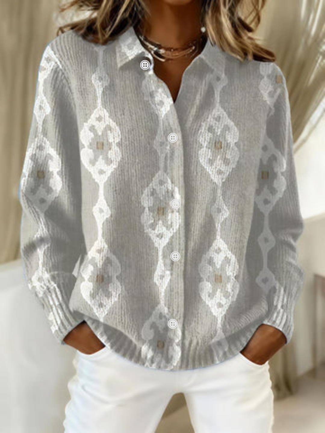 Women's Knitted Modern Cardigan – Classic Winter Design