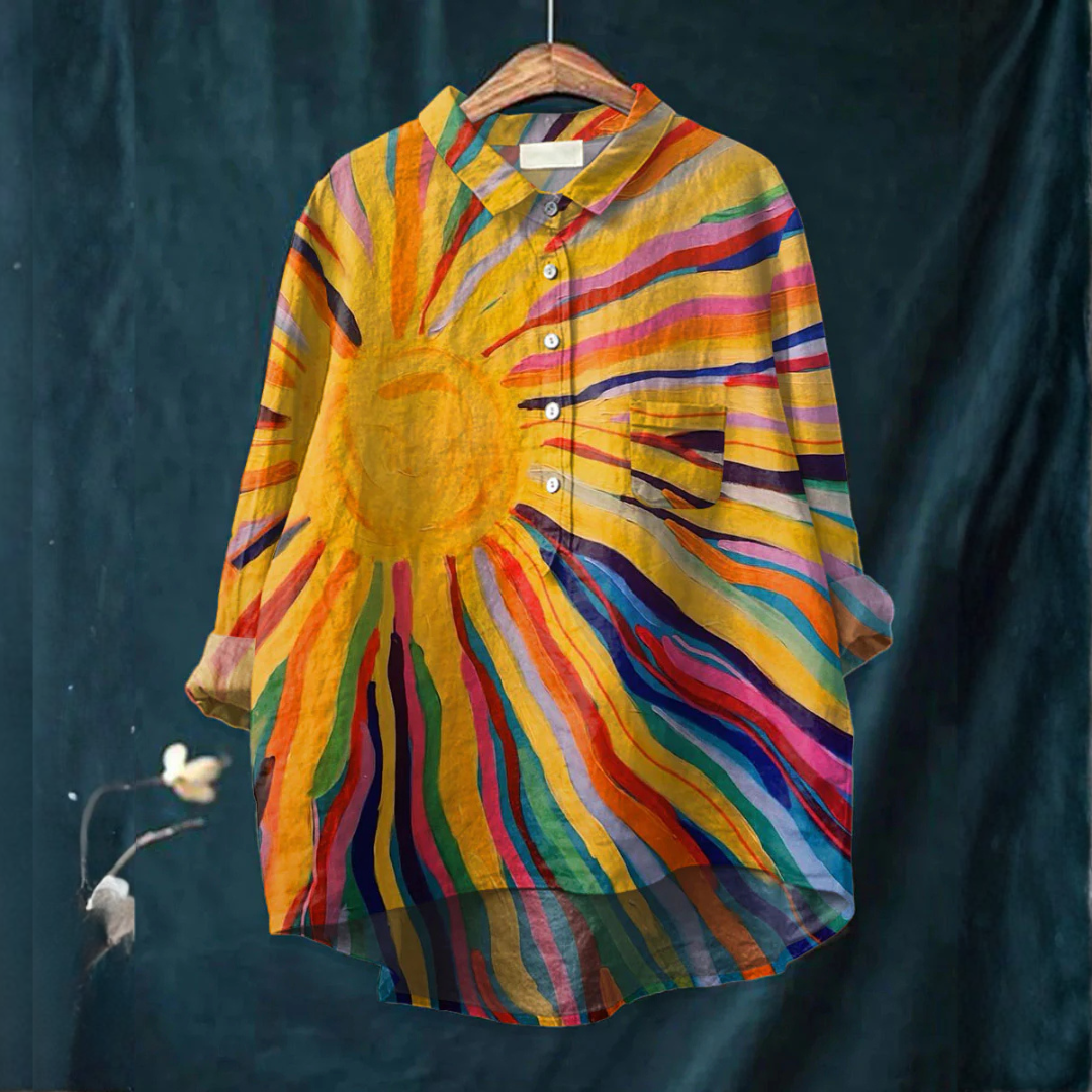 Women's Elegant Flowing Shirt – Print 37