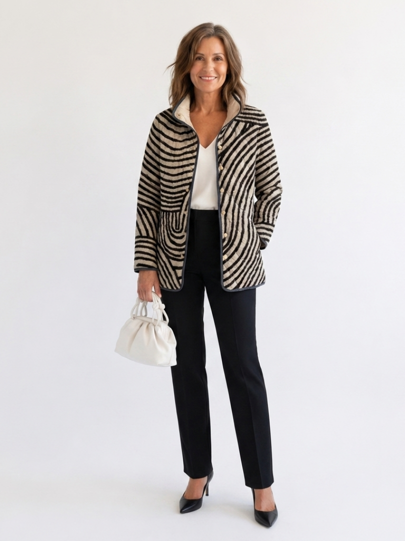 Women's Quilted Linen Jacket – Timeless Printed Design