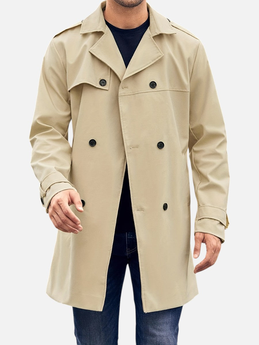 Men’s Tailored Trench Coat – Classic Double-Breasted Style
