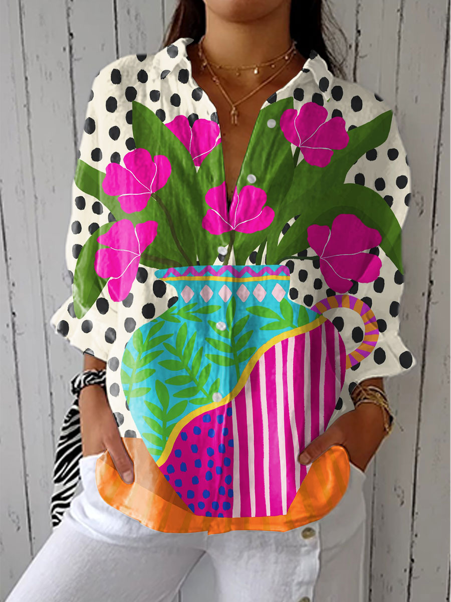 Women's Chic Button-Front Blouse – Spring Breathable Design in Multicolour