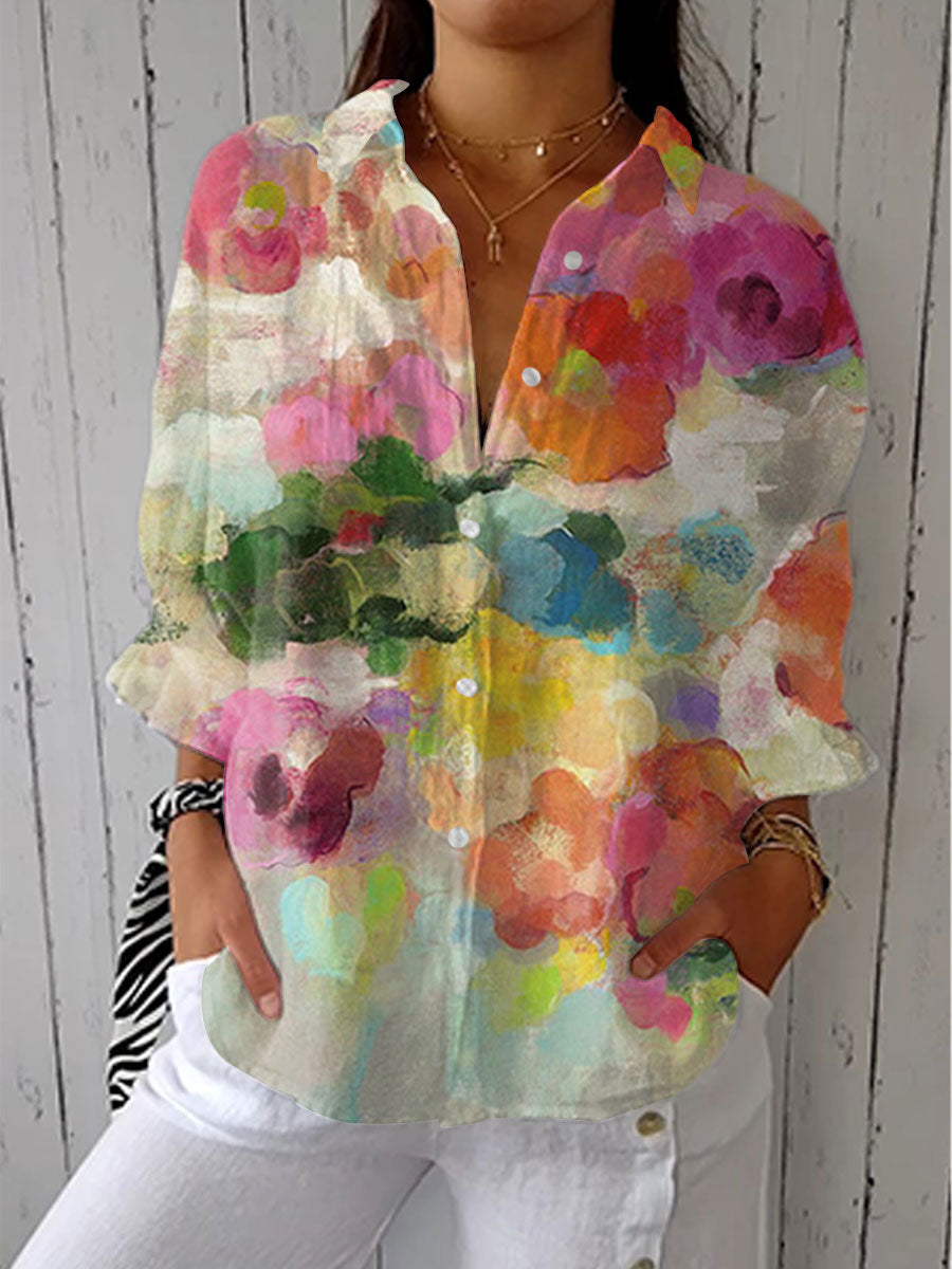 Women's Elegant Printed Blouse – Flowing Lightweight Design in Multicolour