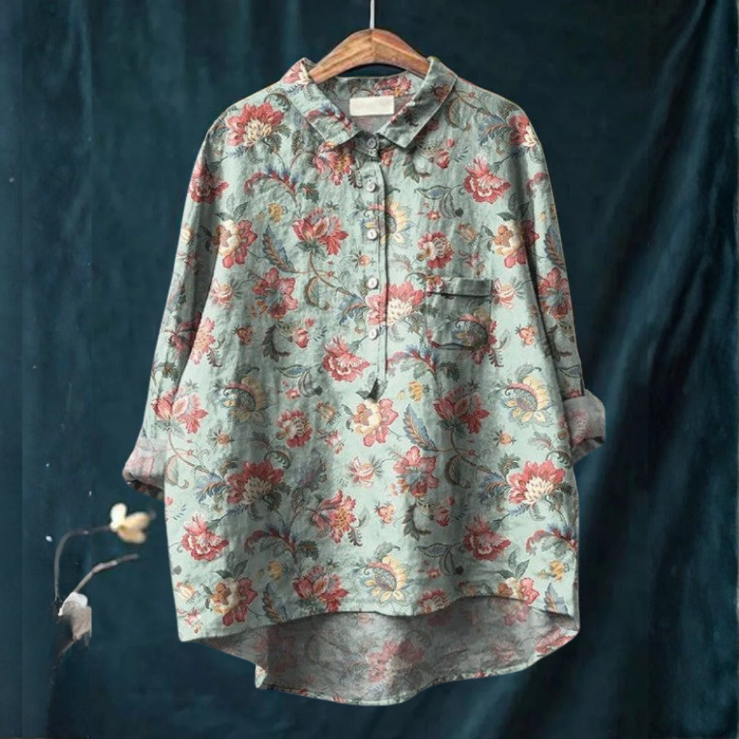 Women's Elegant Flowing Shirt – Print 23