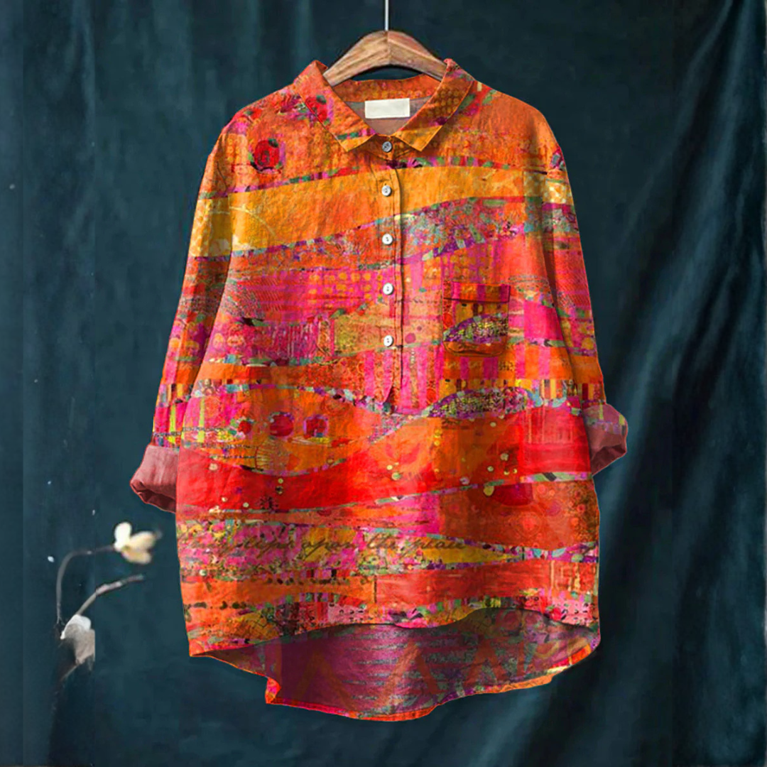 Women's Elegant Flowing Shirt – Print 34