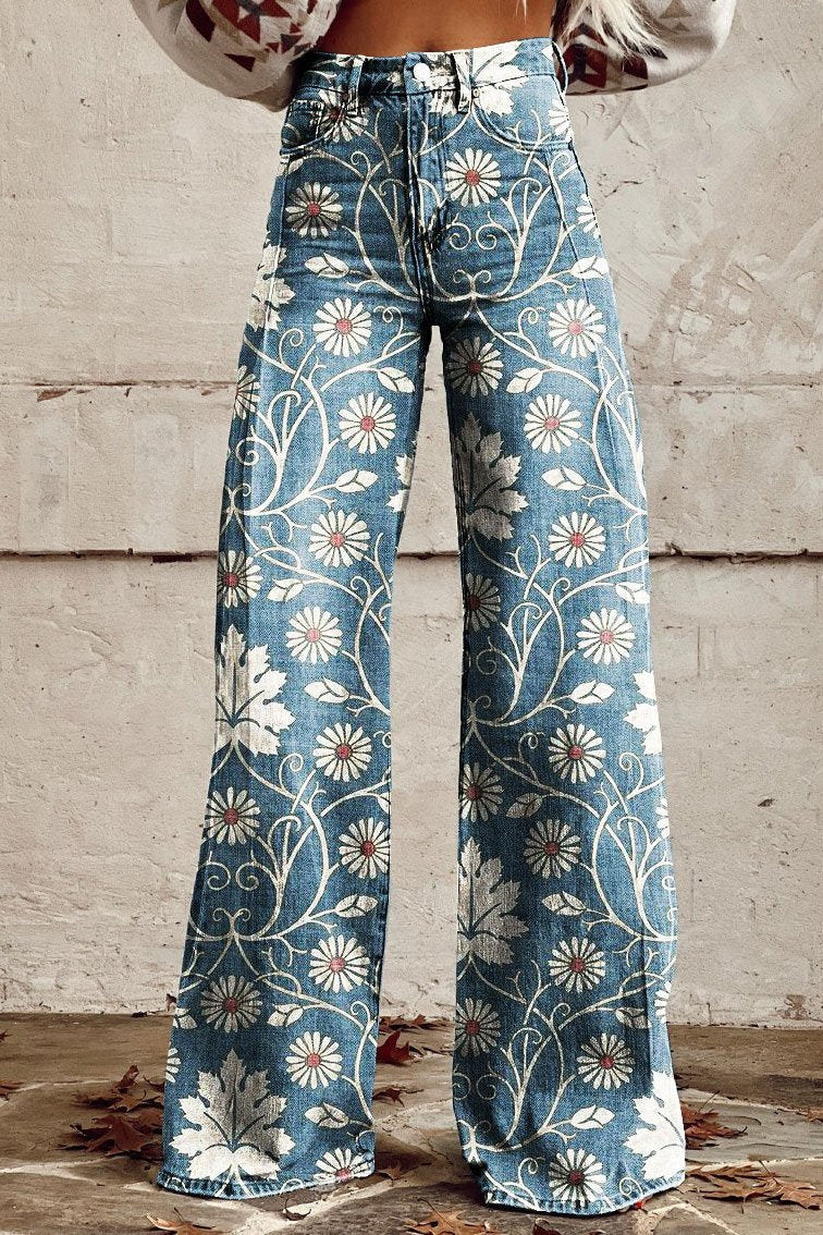 Women's Chic Printed Trousers – Elegant Comfortable Design
