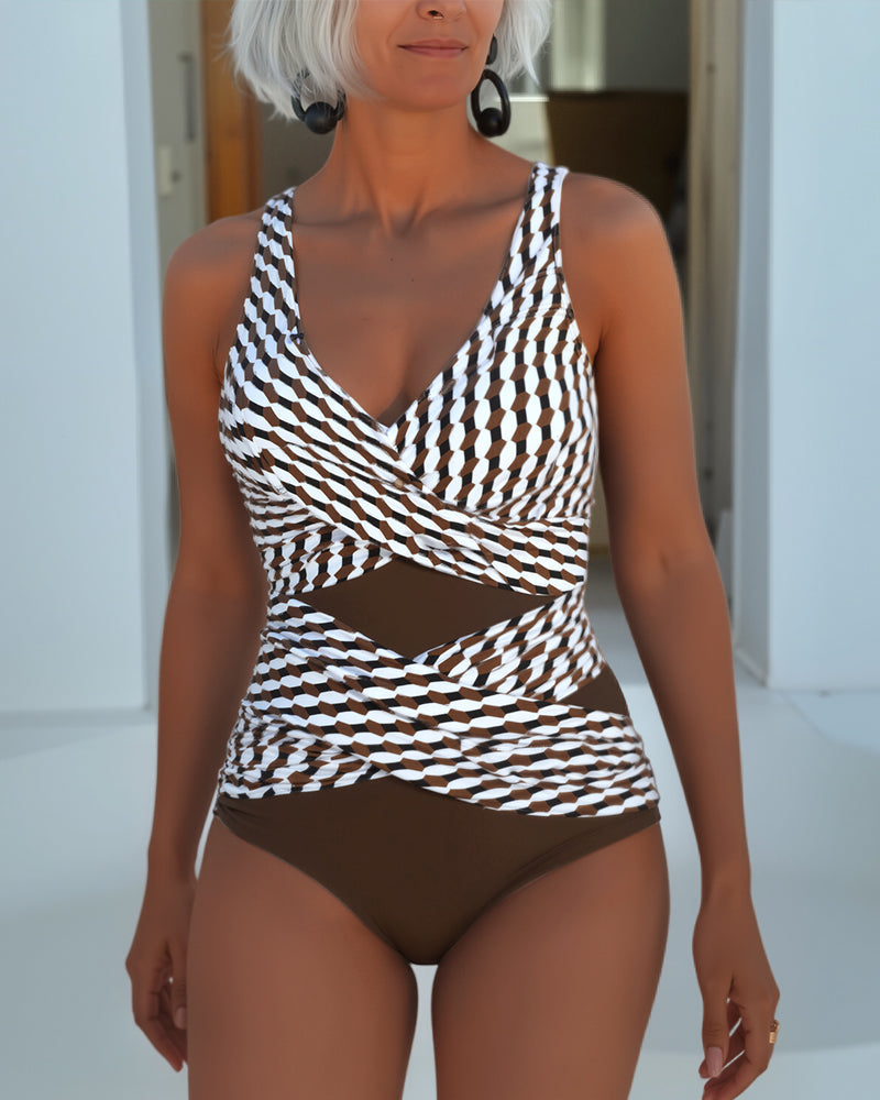 Women's Elegant Comfortable Swimsuit – Beach Timeless Design in Brown