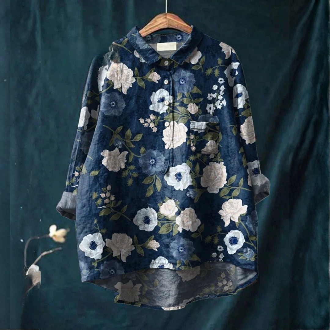 Women's Elegant Flowing Shirt – Print 2