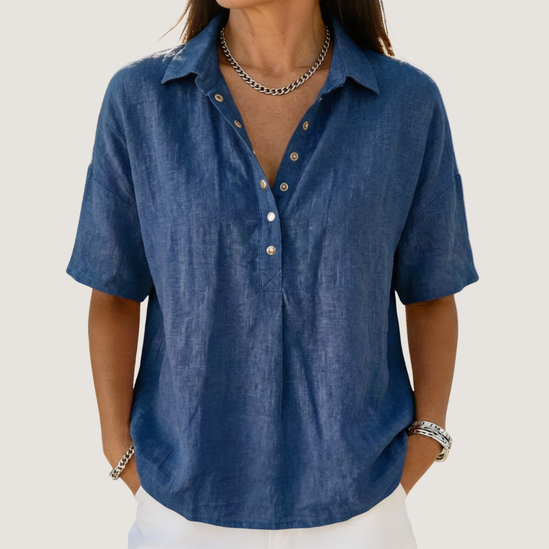 Women's Relaxed Timeless Blouse – Elegant Flowing Design