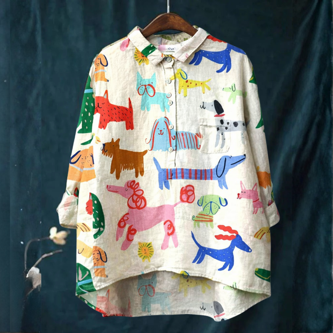 Women's Elegant Flowing Shirt – Print 21