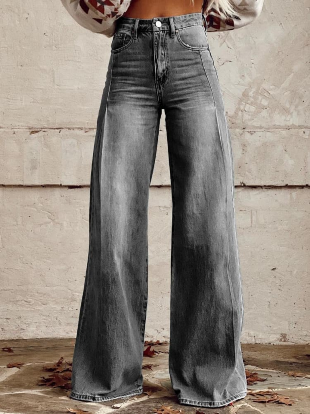 Women's Denim Bohemian Jeans – Flowing Printed Design