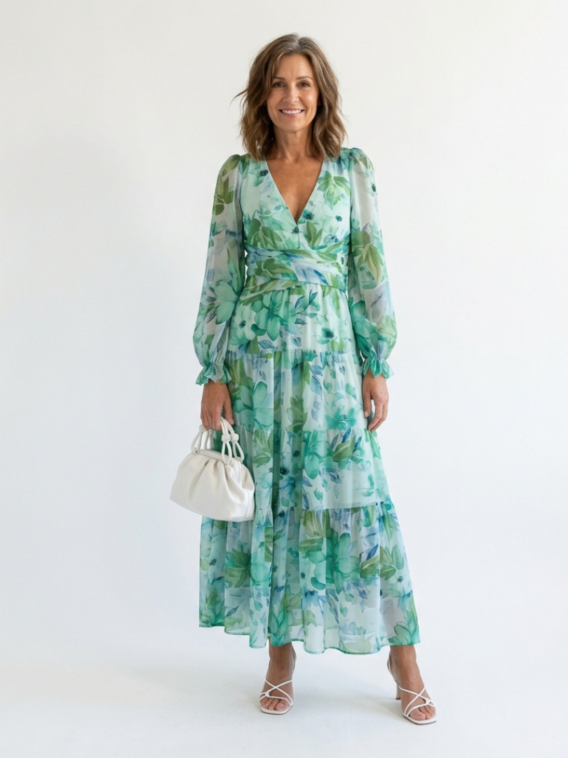 Women's Elegant Lightweight Maxi Dress – Season Favourite in Green