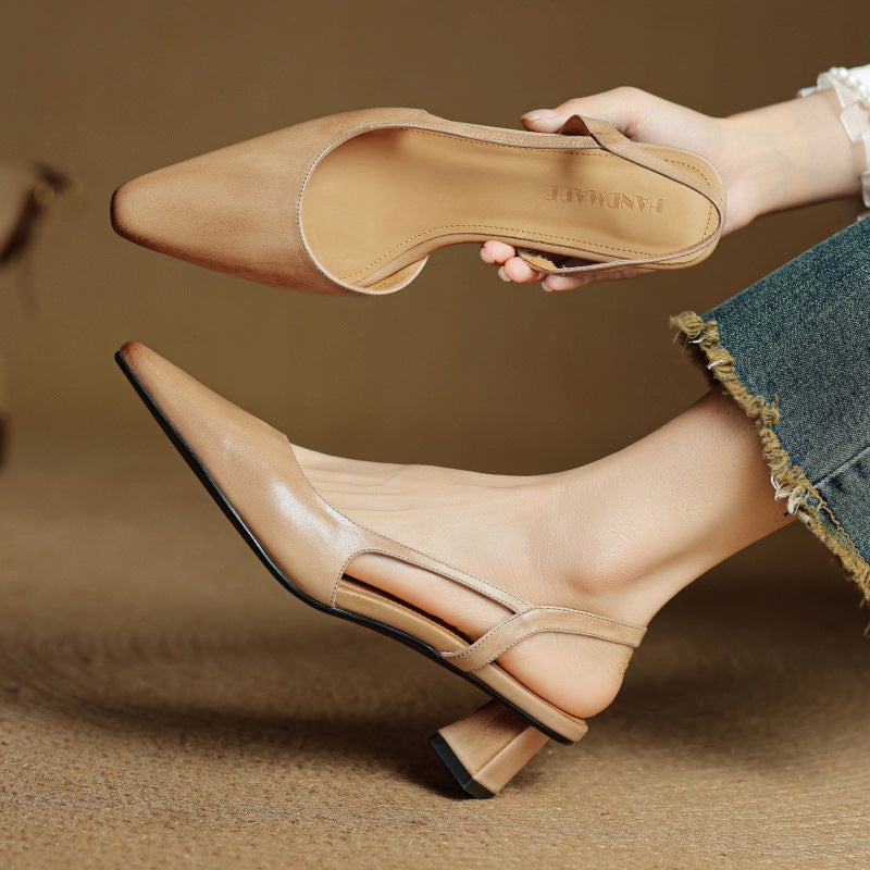 Women's Leather Heeled Court Shoes – Flexible Finish