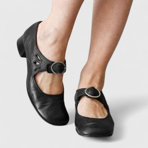 Women's Buckle Supportive Ballet Flats – Heeled Non-Slip Finish