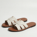 Women’s Flat Slide Sandals – Leather Look Elegance