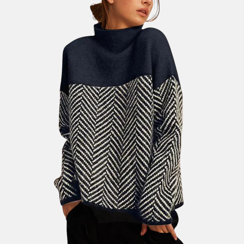 Women's High Neck Cotton Jumper – Elegant Chic Design