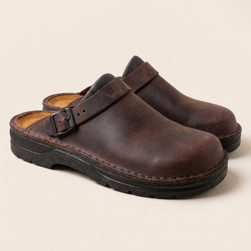 Women's Leather Flexible Mules – Padded Heeled Finish