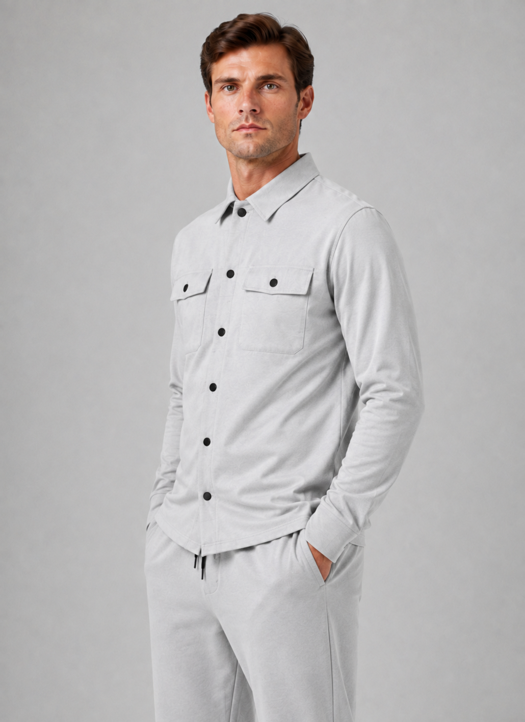 Men’s Two-Piece Overshirt & Trousers Set – Relaxed Smart Casual Co-Ord