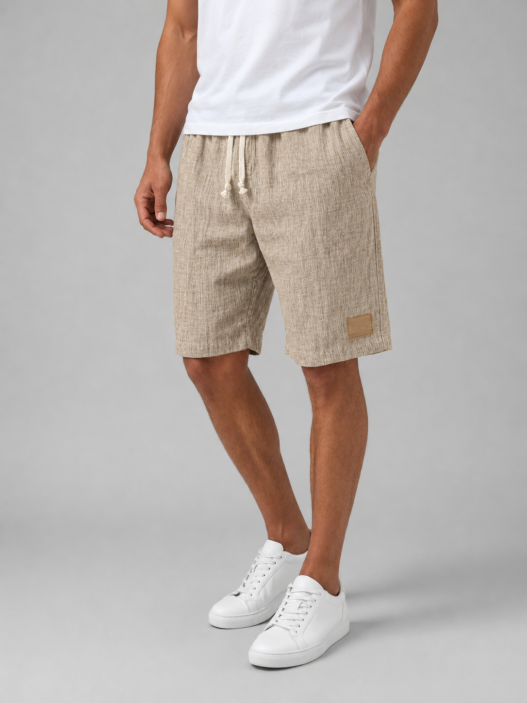 Men’s Linen Look Comfort Shorts – Lightweight Elastic Waist Summer Style