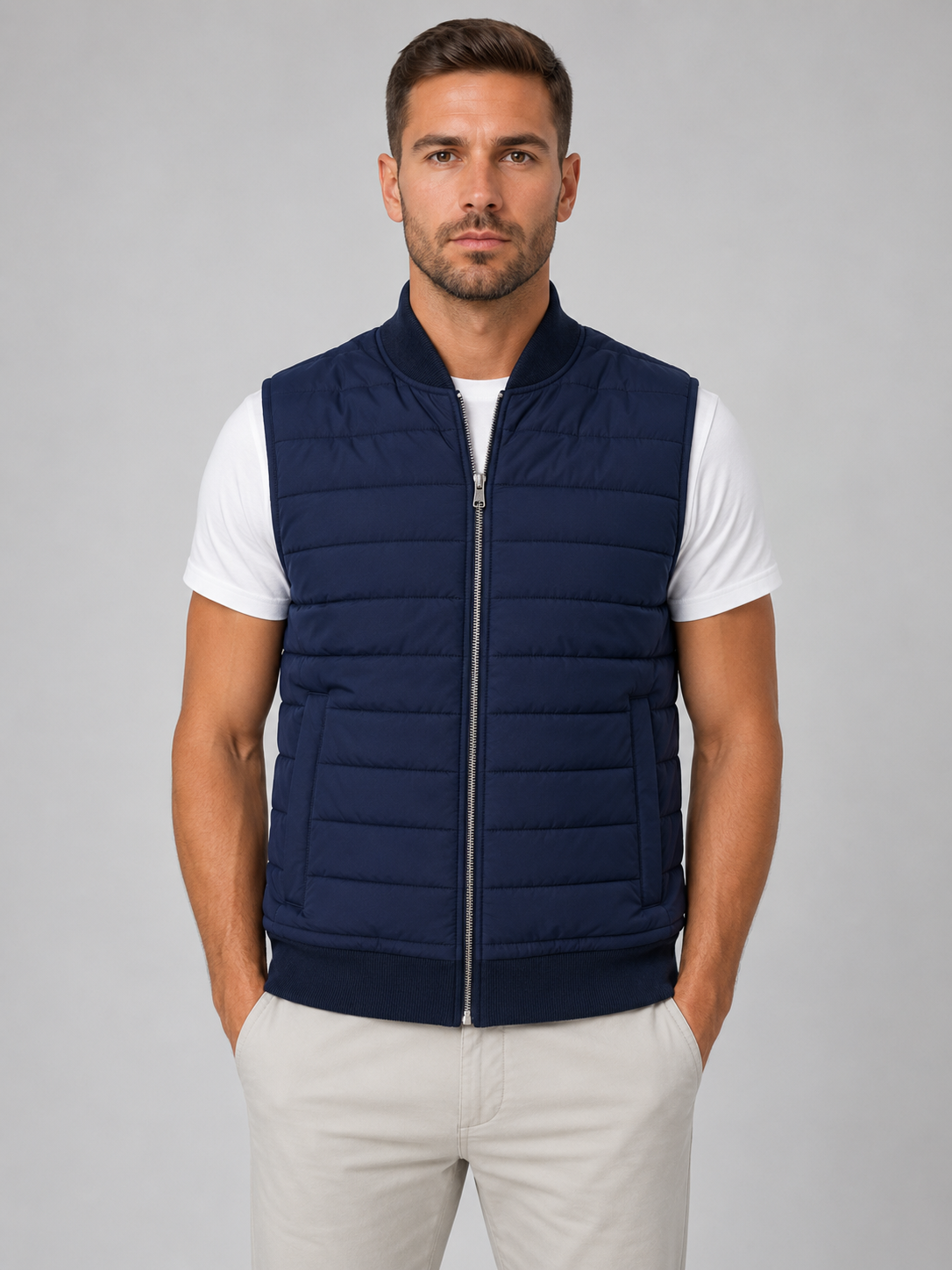 Men's Lightweight Quilted Bodywarmer – Full Zip Gilet Vest