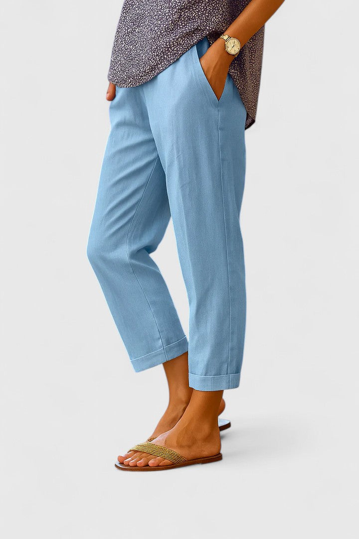 Women's Comfortable Elegant Trousers – Lightweight Relaxed Design in White