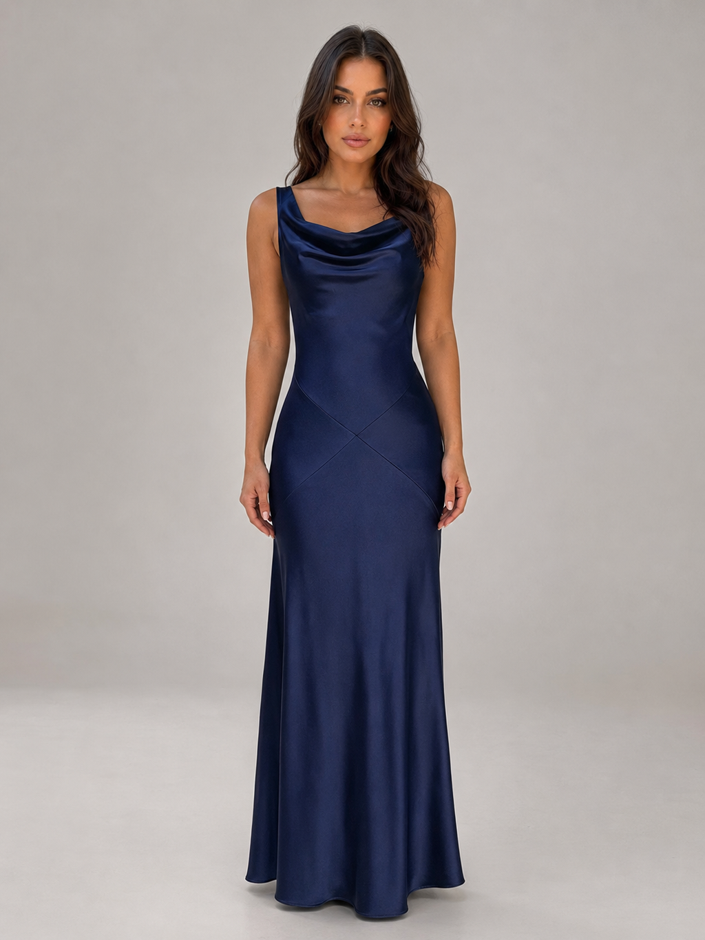 Women's Satin Feel Open Back Maxi Dress – Elegant Evening Gown