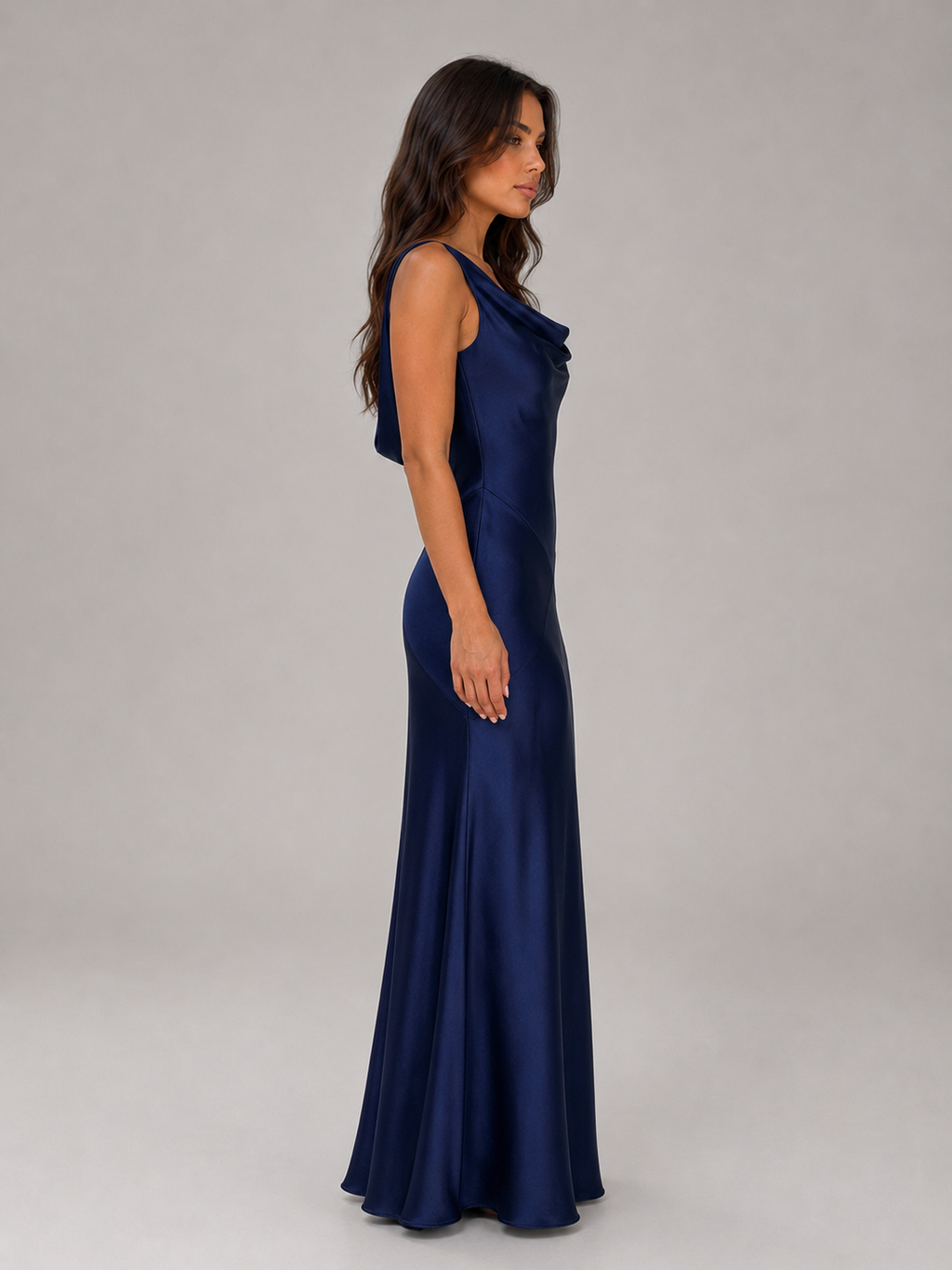Women's Satin Feel Open Back Maxi Dress – Elegant Evening Gown