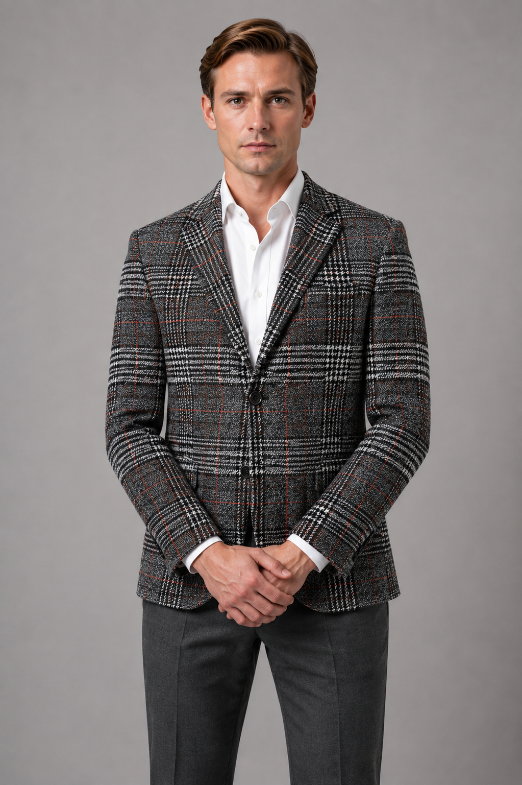 Men’s Tailored Tweed Blazer – Smart Casual Jacket