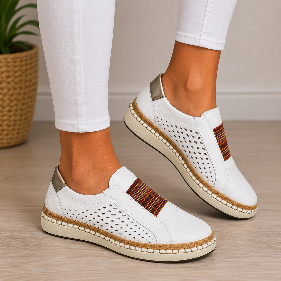Women's Lace-Up Summer Loafers – Striped Padded Finish