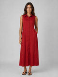 Women's Sleeveless Button Front Maxi Shirt Dress with Pockets – Flattering Fit