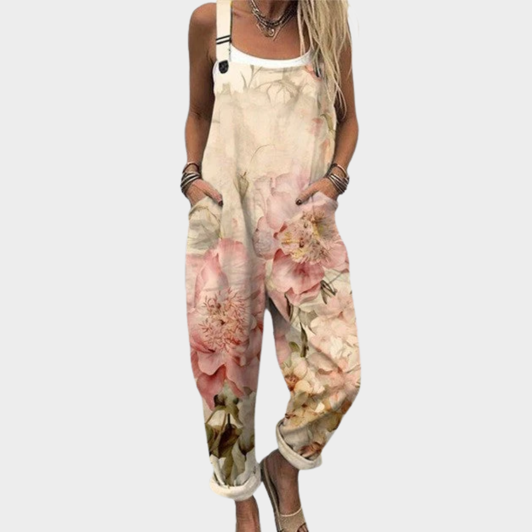 Women's Printed Comfortable Dungarees – Everyday Essential in Beige
