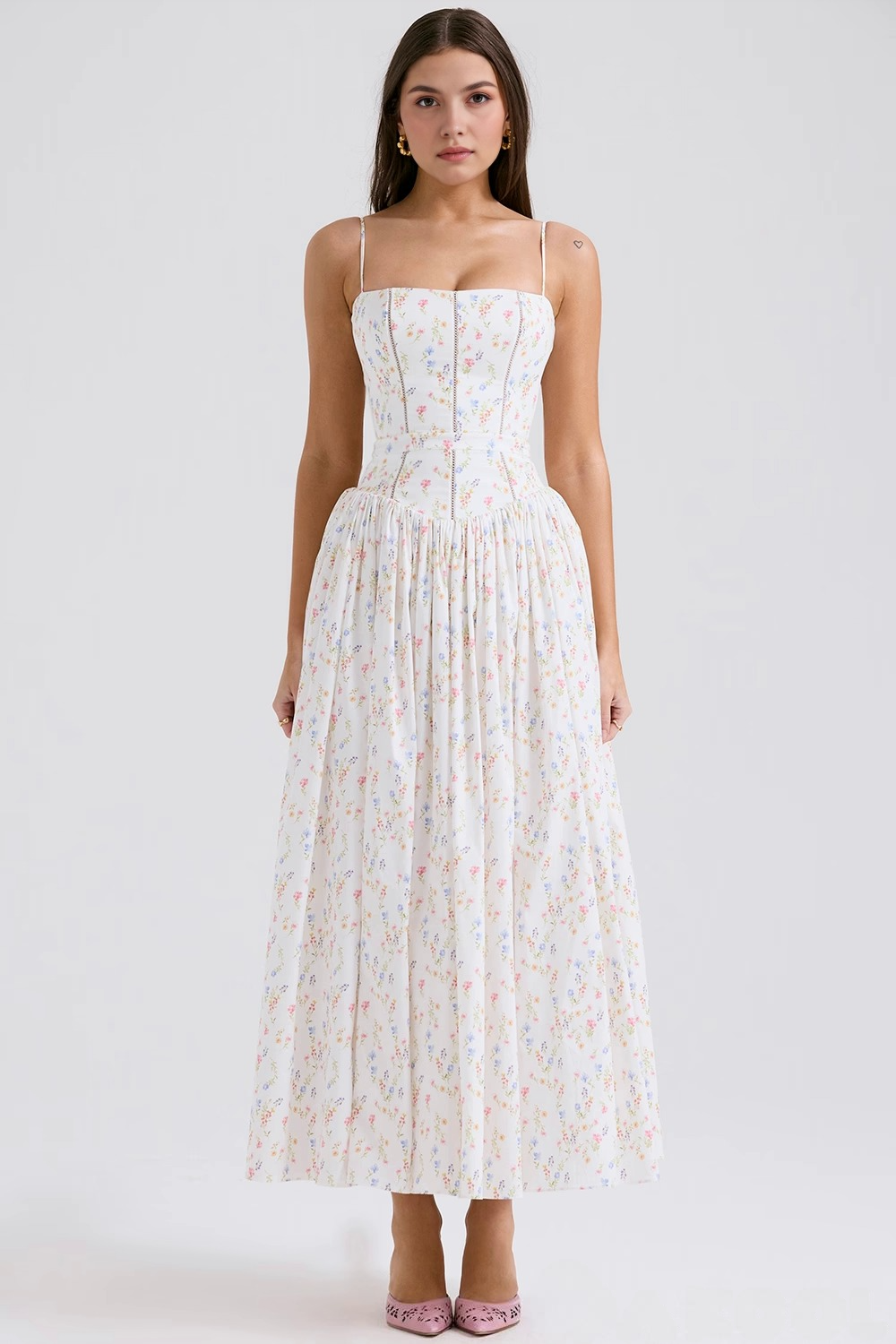 Women's Elegant Spring Dress – Summer Flowing Style in White
