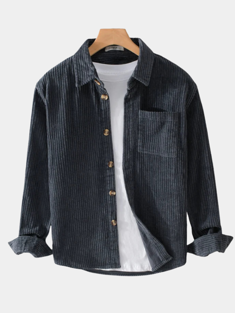 Men's Velvet Ribbed Shirt – Elegant Refined Design