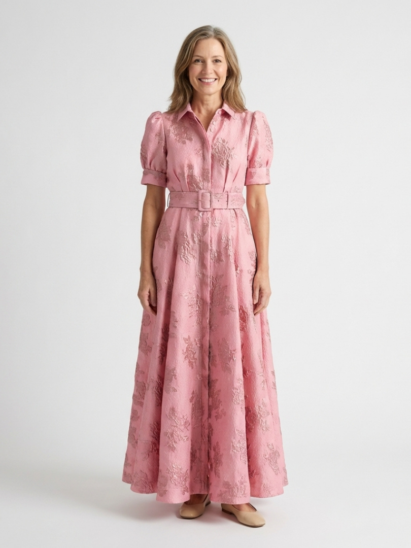 Women's Floral Elegant Maxi Dress – Lightweight Style in Pink
