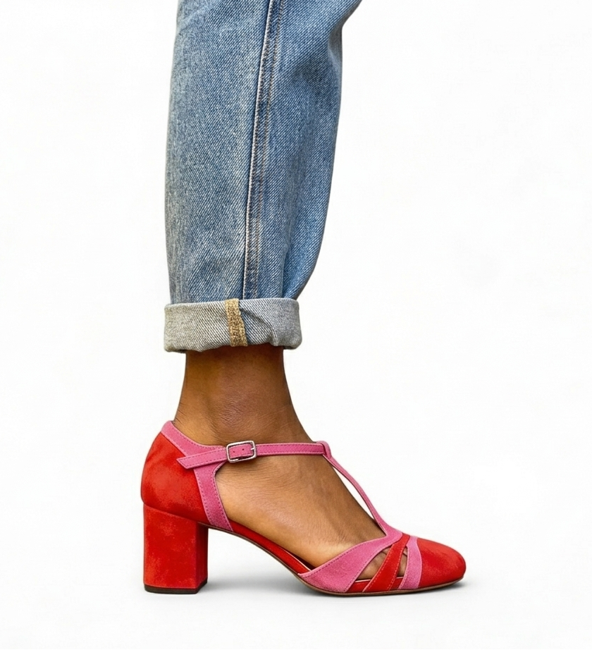 Women's Heeled Supportive Court Shoes – Breathable Non-Slip Finish in Red