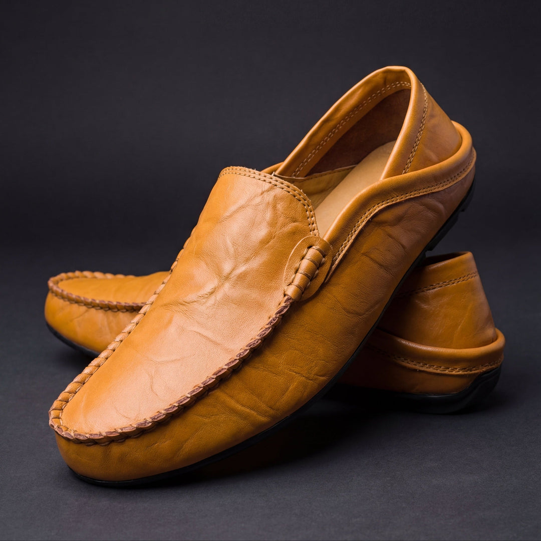 Women's Leather Flexible Loafers – Heeled Padded Finish